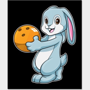 Rabbit at Bowling with Bowling ball Posters and Art